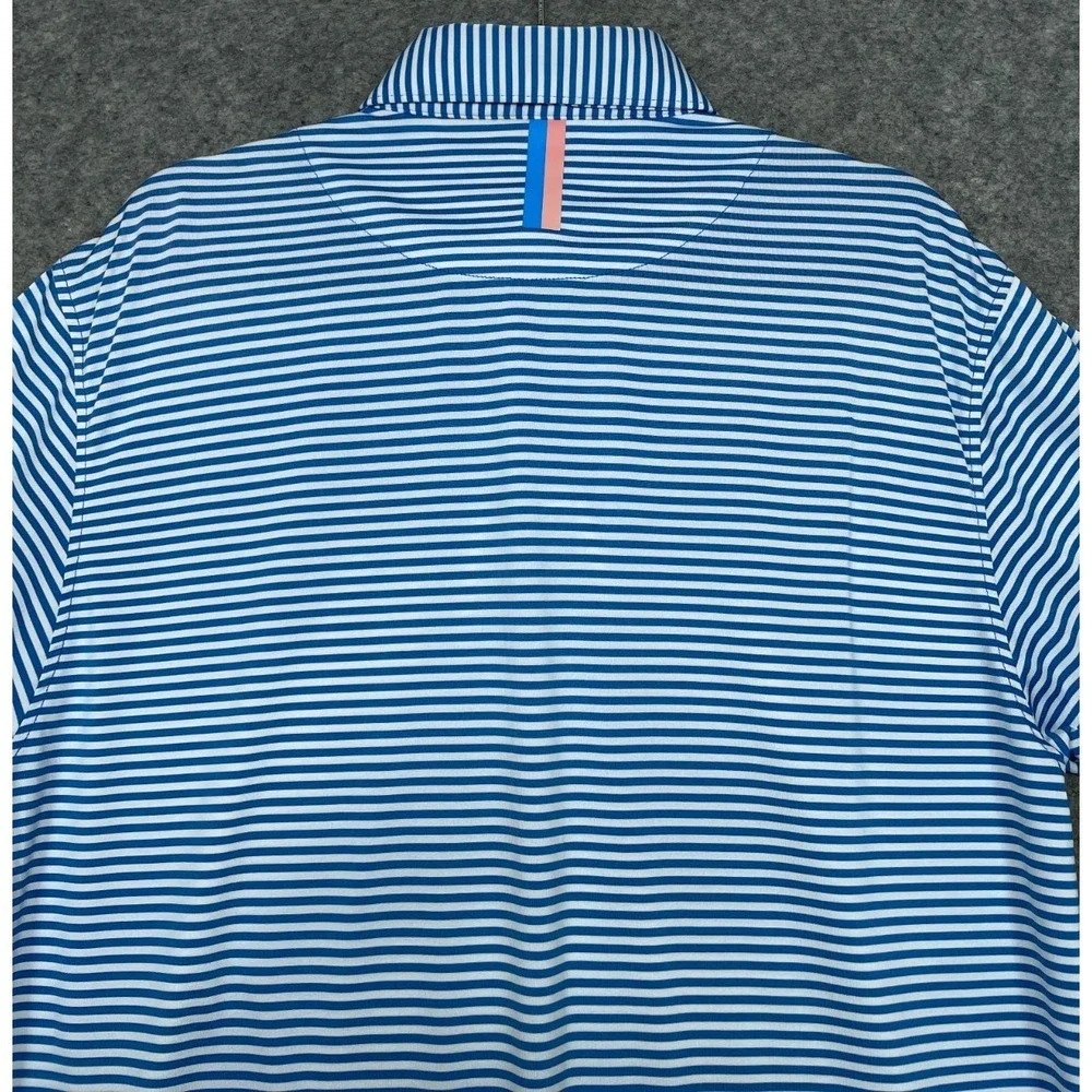 Rhoback Striped Polo Shirt Blue White Medium